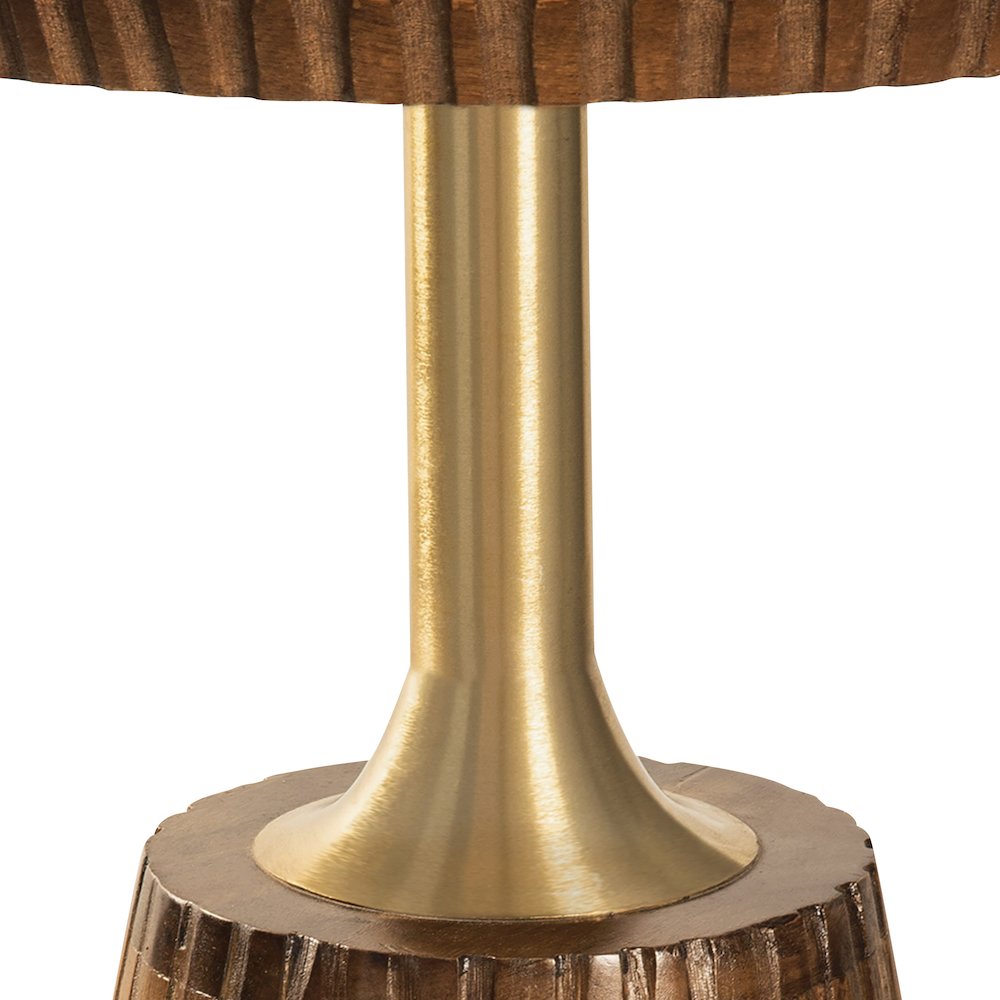 Round Side Table in Golden Honey Wood Top with Metal Base - 2 Pack