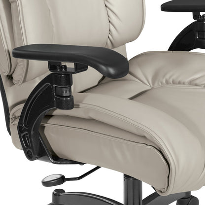 Taupe Leather Conference Chair with Cantilever Arms, Steel Base