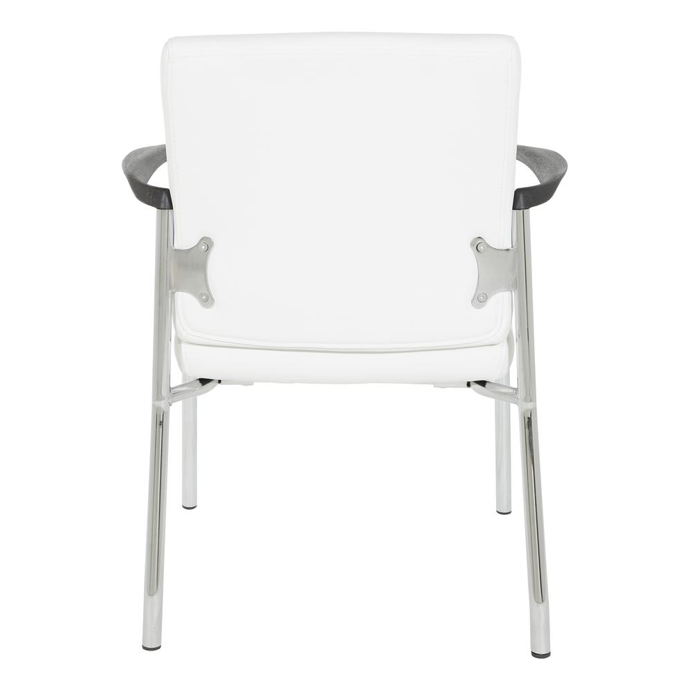 Guest Chair in White Faux Leather with Chrome Frame, FL38610C-U11