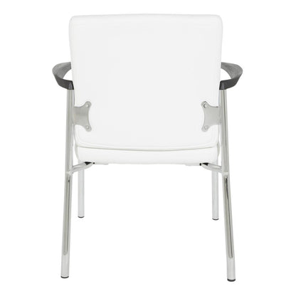 Guest Chair in White Faux Leather with Chrome Frame, FL38610C-U11