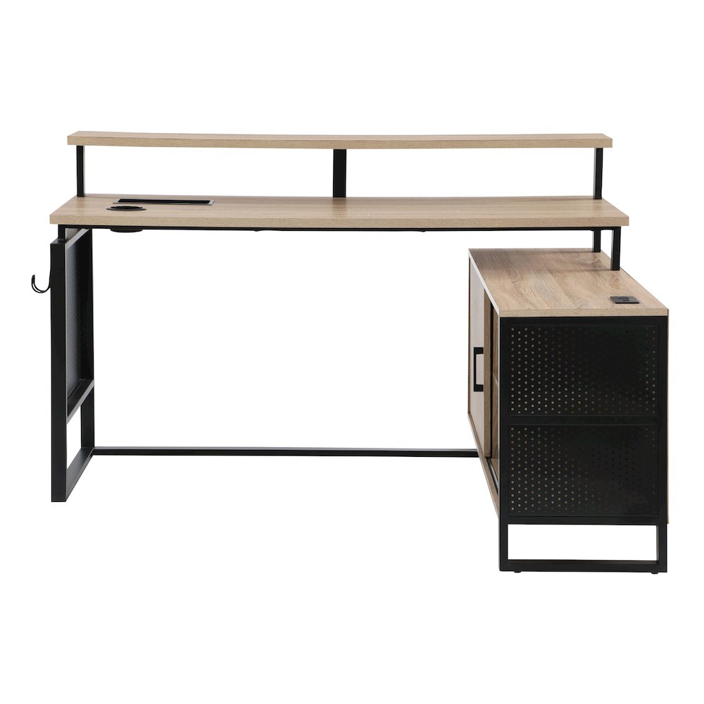Ace 60"x 50" L-Shape Desk in River Oak Top and Matte Black Frame