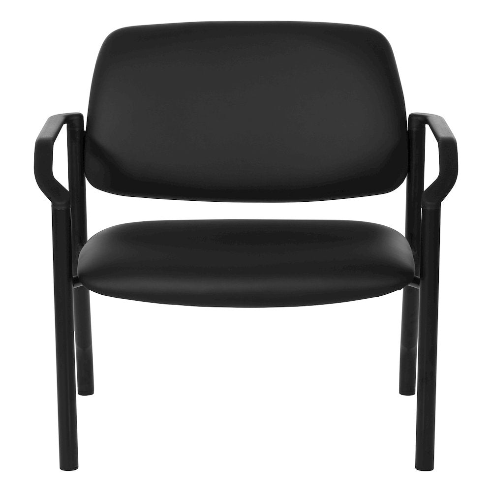 Big & Tall Guest Chair in Dillon Black Fabric with PU Arms and Black Metal Frame