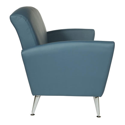 Loveseat in Dillon Blue Bonded Leather with Chrome Legs, SL50552-R105
