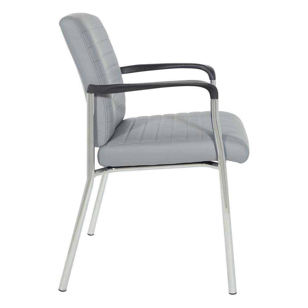 Guest Chair in Charcoal Grey Faux Leather with Chrome Frame, FL38610C-U42