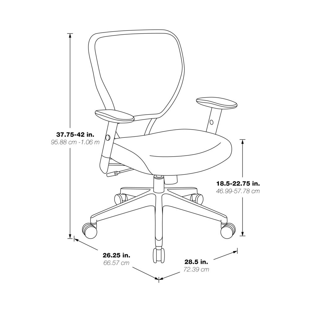 Antimicrobial Dillon Lipstick Seat and Back Task Chair with Adjustable Angled Arms and Nylon Base, 5500D-R100