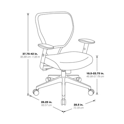 Antimicrobial Dillon Lipstick Seat and Back Task Chair with Adjustable Angled Arms and Nylon Base, 5500D-R100
