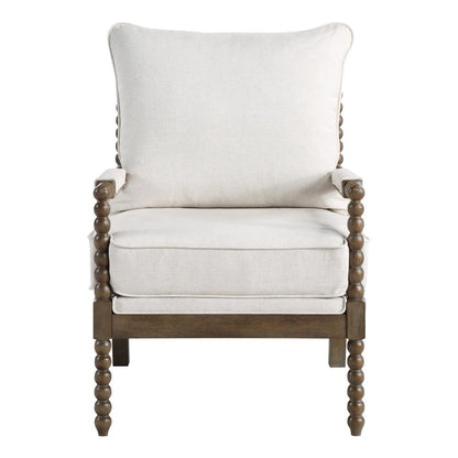 Fletcher Spindle Chair in Linen Fabric with Brush Charcoal Finish, FLR-L32