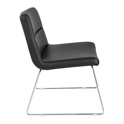 Thompson Chair in Black Faux Leather with Chrome Sled Base, THP-U6
