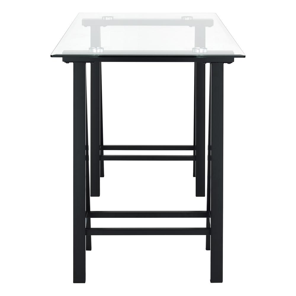 Middleton Desk with Clear Glass Top and Black Base, MDL4724-BLK