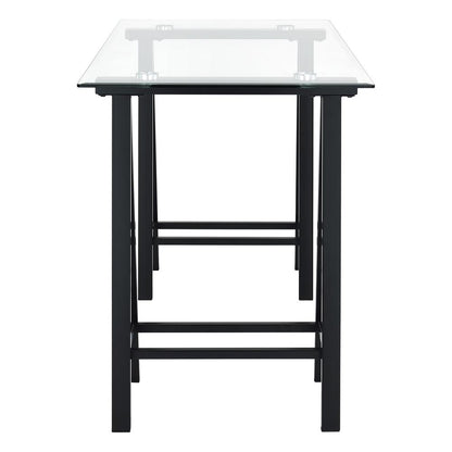 Middleton Desk with Clear Glass Top and Black Base, MDL4724-BLK