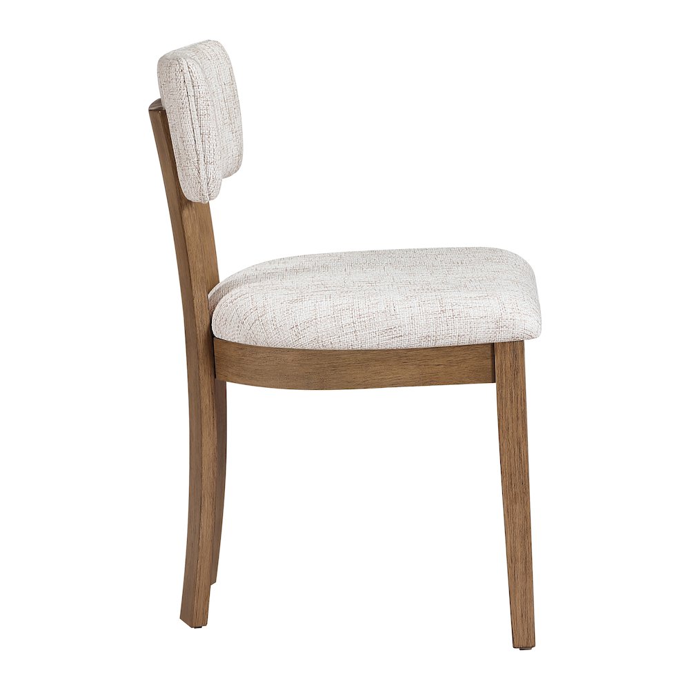 Hanson Dining Chair with Linen Fabric and Medium Oak Wood, 2-Pack