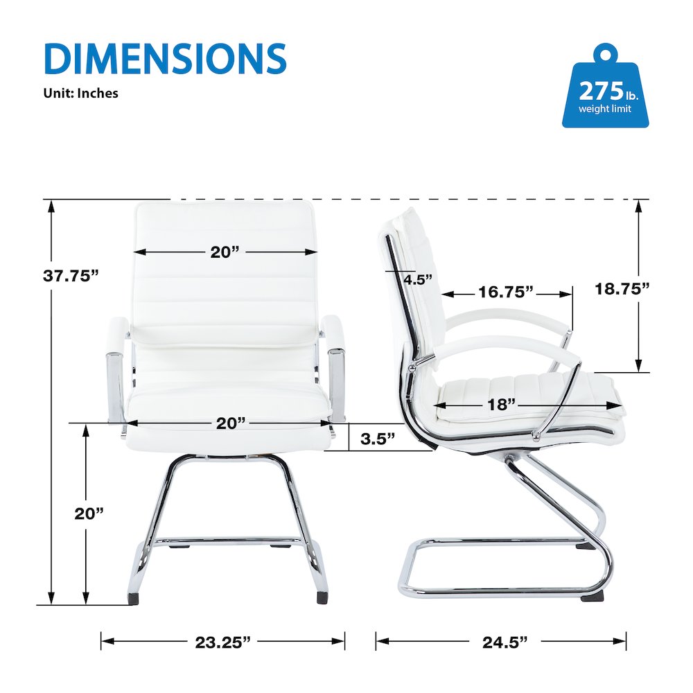 Guest Faux Leather Chair with Chrome Base and Includes Removable Arm Sleeves