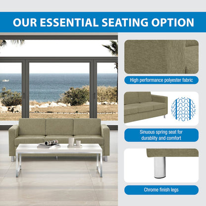 Pacific Sofa in Sea Green Fabric with Chrome Legs