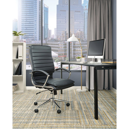 High Back Manager's Faux Leather Chair with Chrome Base, Removable Arm Sleeves