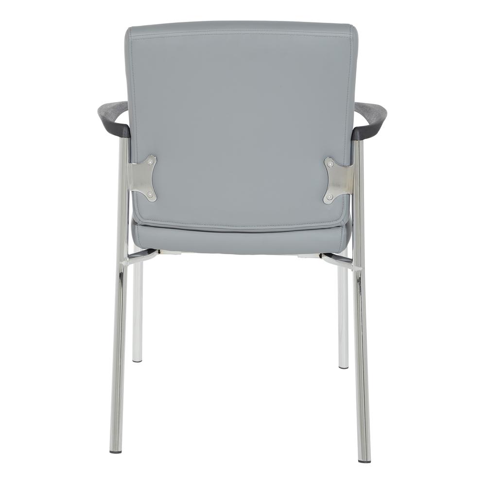 Guest Chair in Charcoal Grey Faux Leather with Chrome Frame, FL38610C-U42
