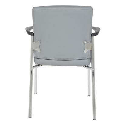 Guest Chair in Charcoal Grey Faux Leather with Chrome Frame, FL38610C-U42