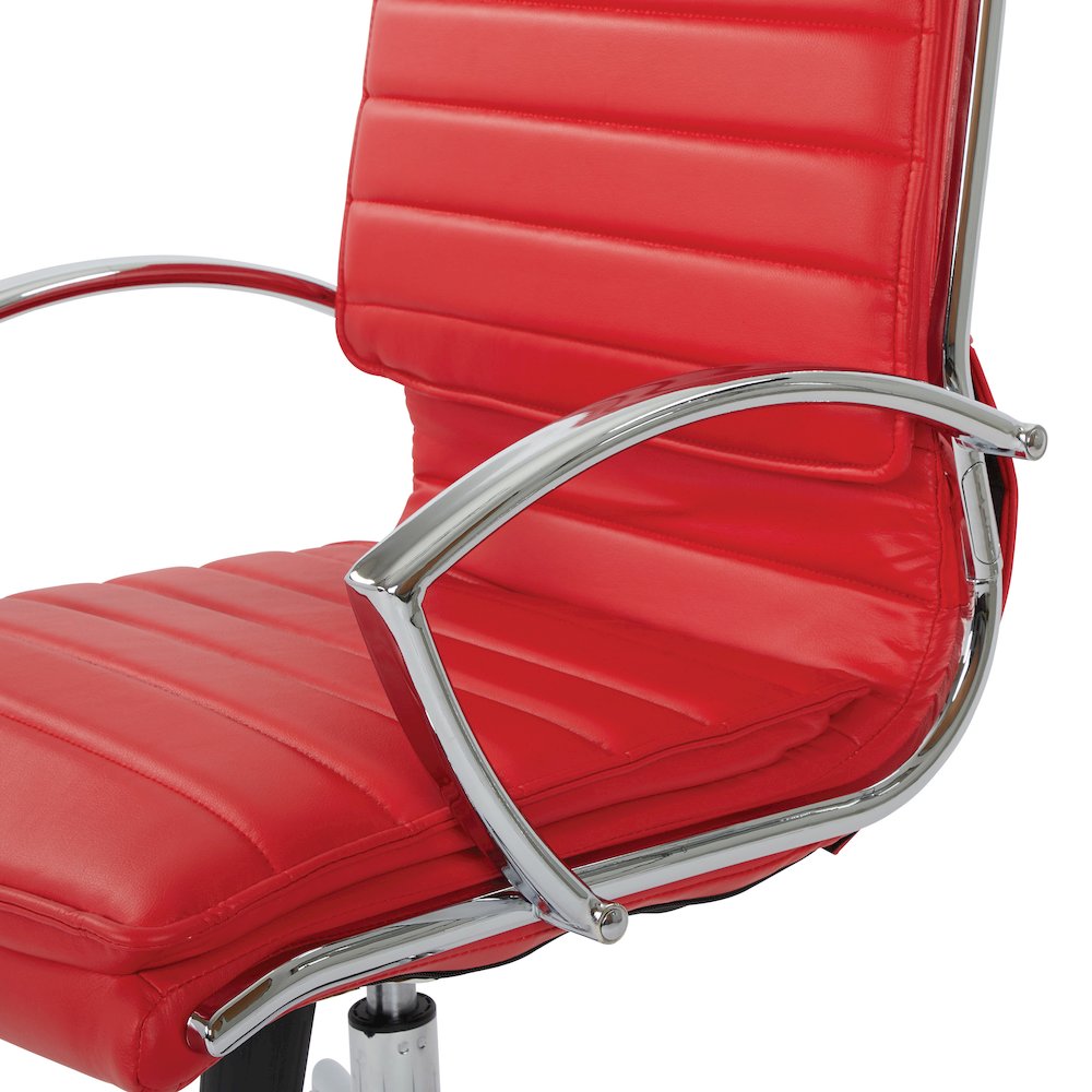 Mid-Back Manager’s Faux Leather Chair with Chrome Base, Removable Arm Sleeves.