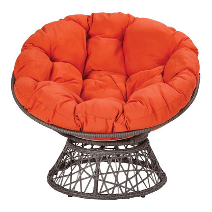 Papasan Chair with Orange cushion and Dark Grey Wicker Wrapped Frame, BF25292-18