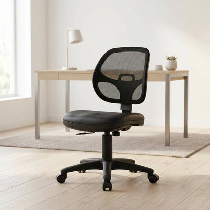 Mesh Back and Vinyl Seat Task Chair Steel Frame, Lumbar Support, Swivel, Black
