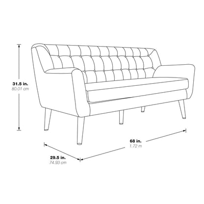 Mill Lane Mid-Century Modern 68” Tufted Sofa in Green Fabric, MLL53-M17