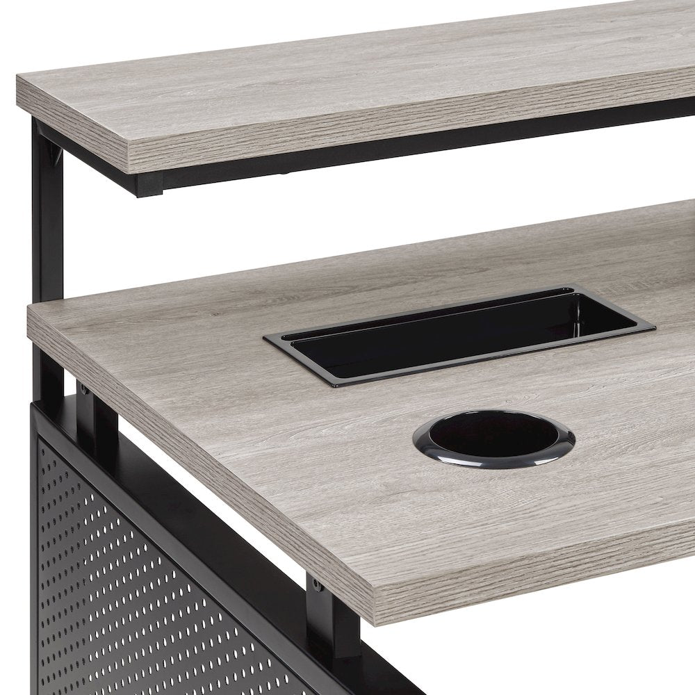 Ace 60"x 50" L-Shape Desk in Grey Taupe Top and Matte Black Frame