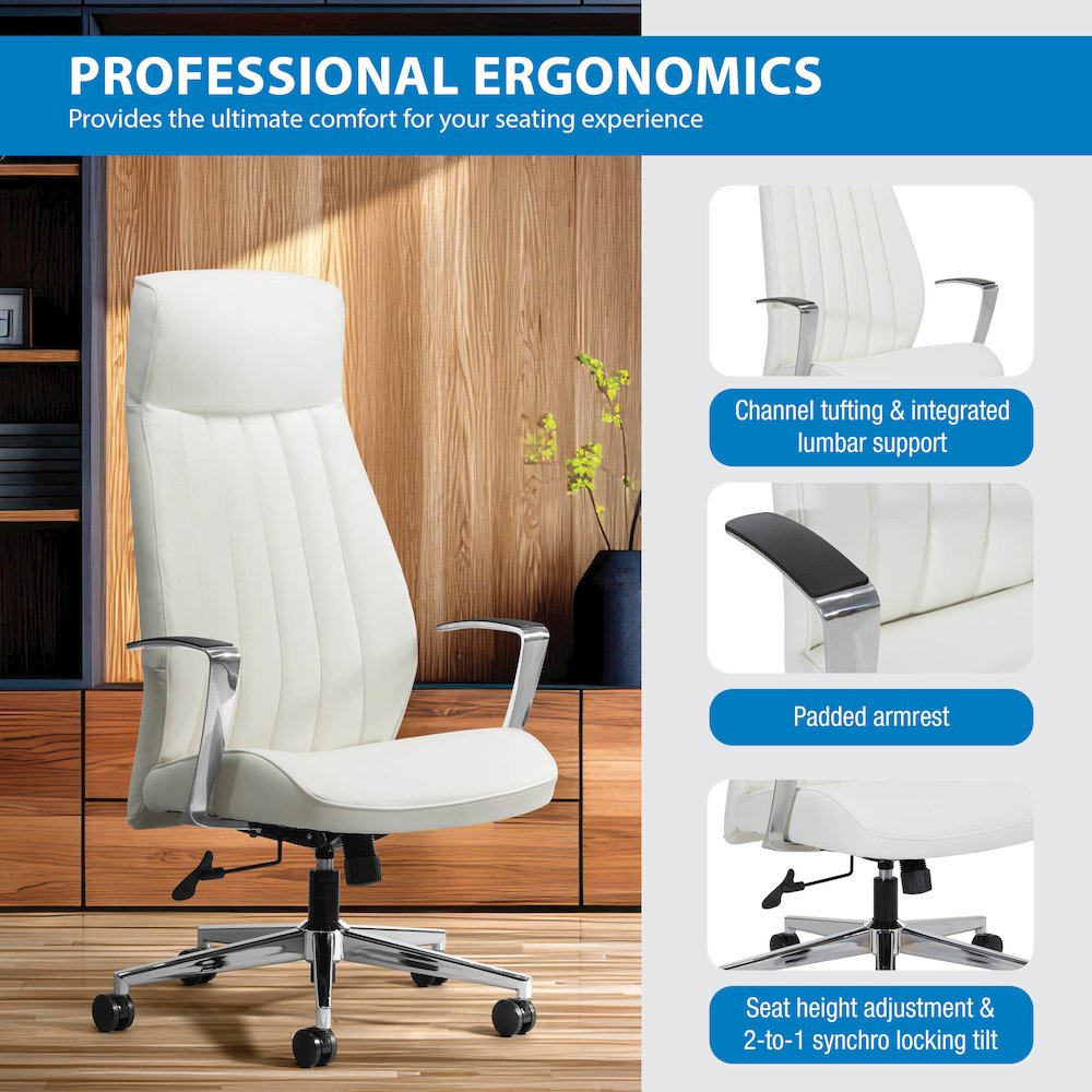 High-Back Ion Technology in Dillon snow Chair with Fixed Padded Aluminum Arms