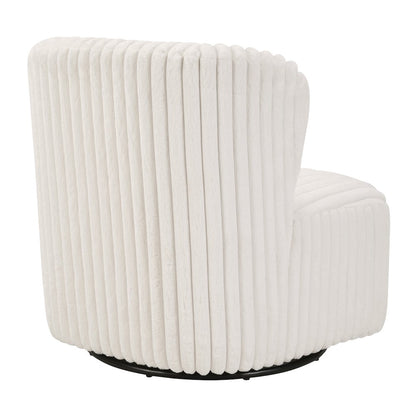 Lucia Swivel Chair in White Cord Fur Fabric
