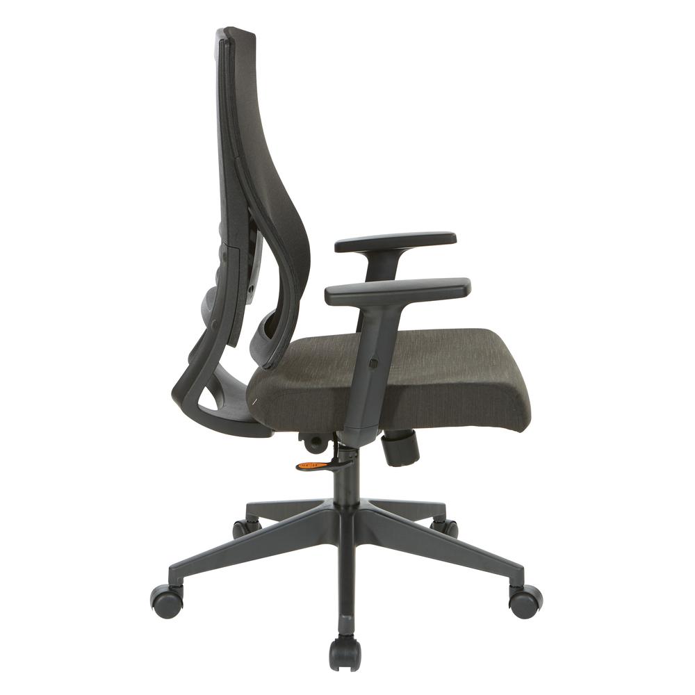 Vertical Mesh Back Chair in Black Frame with Black Linen Fabric Seat, EM60930-F23