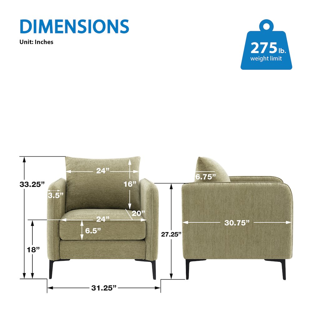 Newhaven Accent Chair in Sea Green Fabric with Black Metal Legs