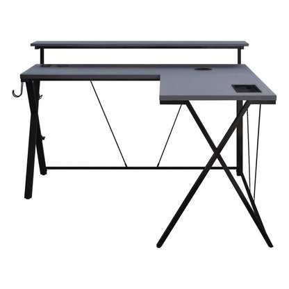 Checkpoint Battlestation L shaped Gaming Desk with RGB LED Lights, CKP5454GLD