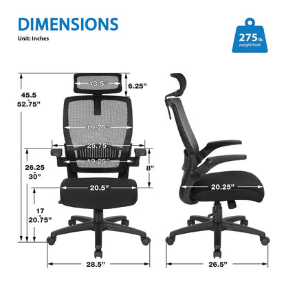 Managers Chair With Mesh Back In Black Fabric Seat Molded Foam