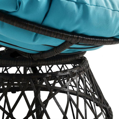 Blue Outdoor Lounge Papasan Chair With Sturdy Frame And Comfortable Design