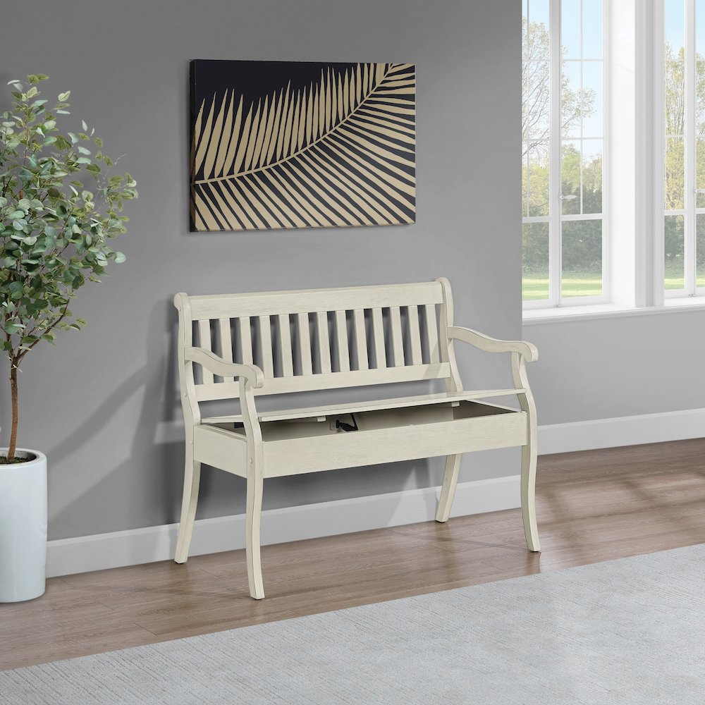 Wakefield Entryway Storage Bench in White Finish