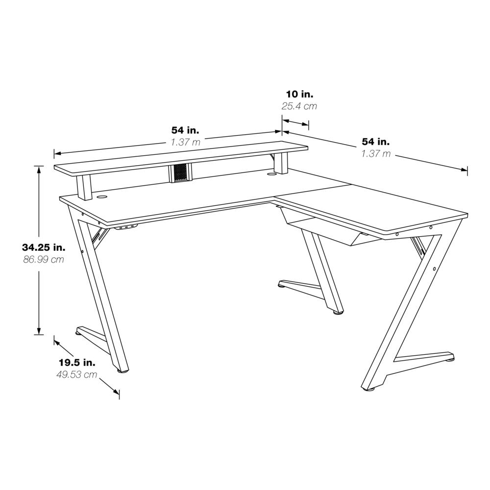 Avatar Battlestation L-Shape Gaming Desk with Carbon Top and Matte Red Legs, AVA25-RD