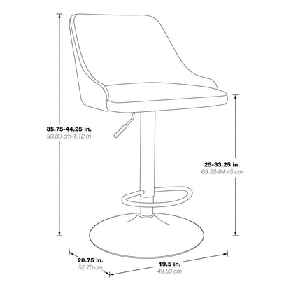 Sylmar Height Adjustable Stool in Navy Faux Leather