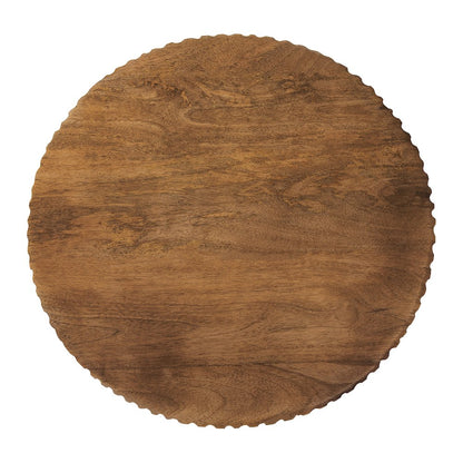 Round Side Table in Golden Honey Wood Top with Metal Base - 2 Pack