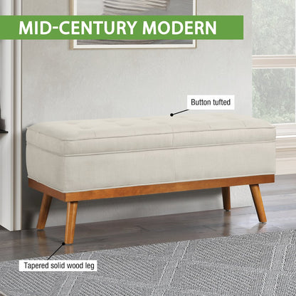 Katheryn Storage Bench in Charcoal Fabric with Spice Finish Legs