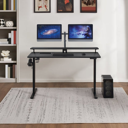 Primo 60" Electric Height Adjustable Gaming Desk with Hutch