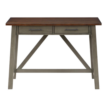 Milford Rustic Writing Desk w/ Drawers in Slate Grey Finish