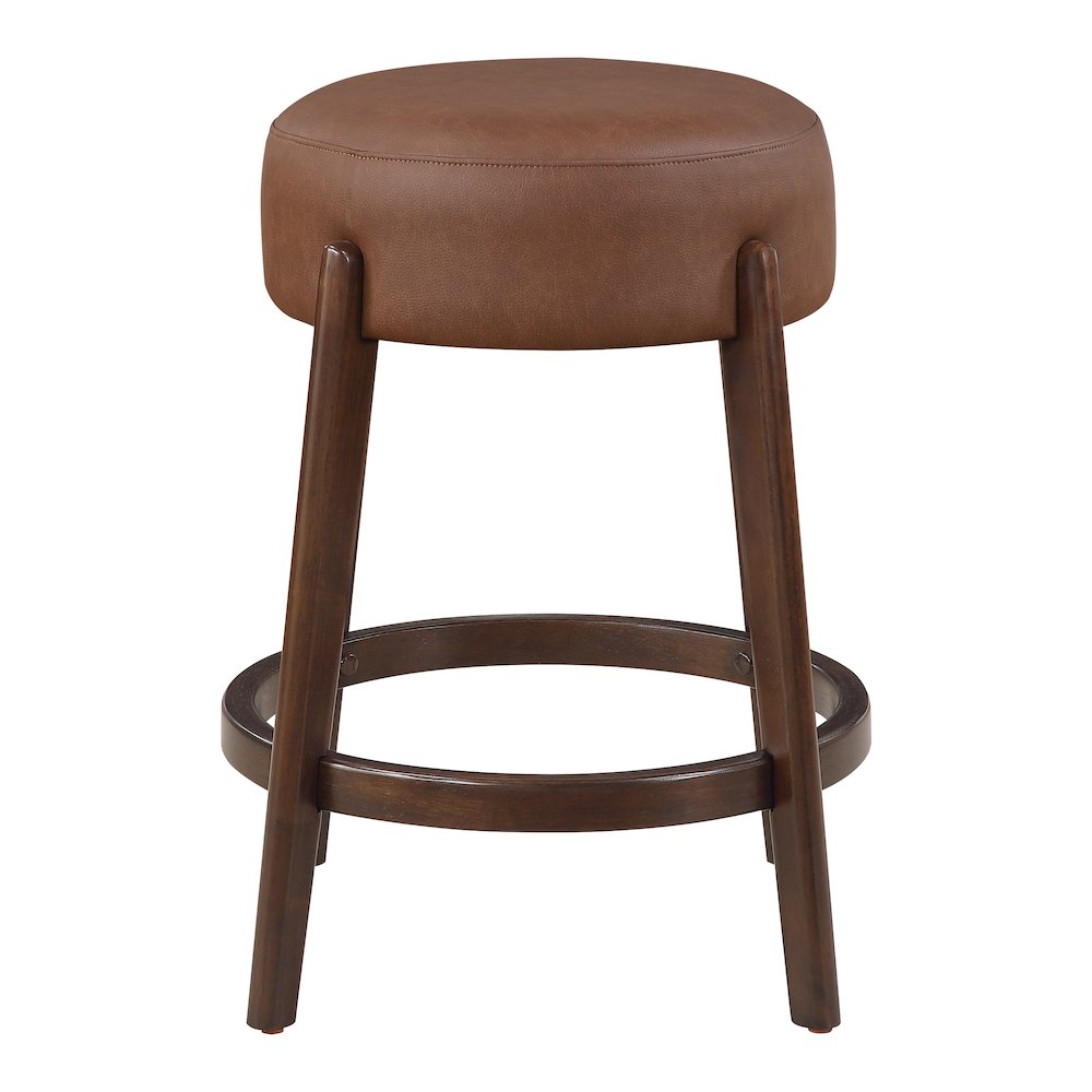 Wesley 26" Counter Stool in Saddle Brown Faux Leather