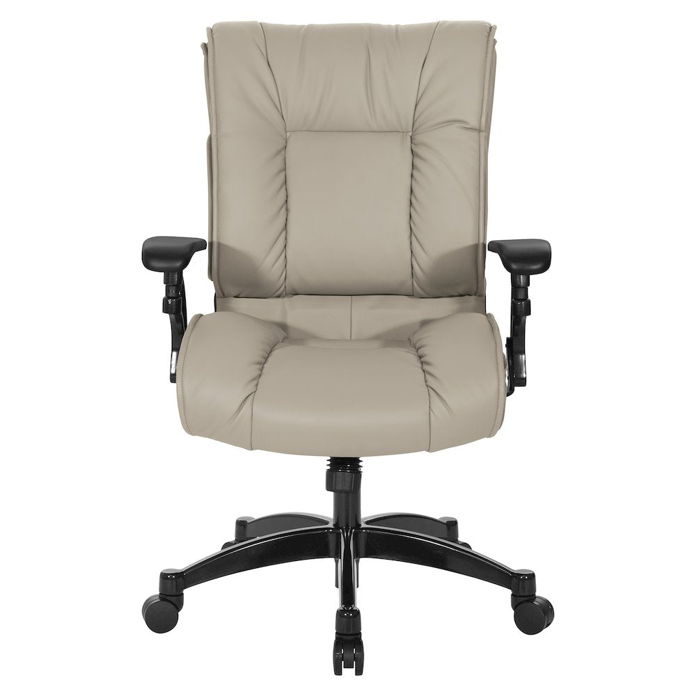 Taupe Leather Conference Chair with Cantilever Arms, Steel Base