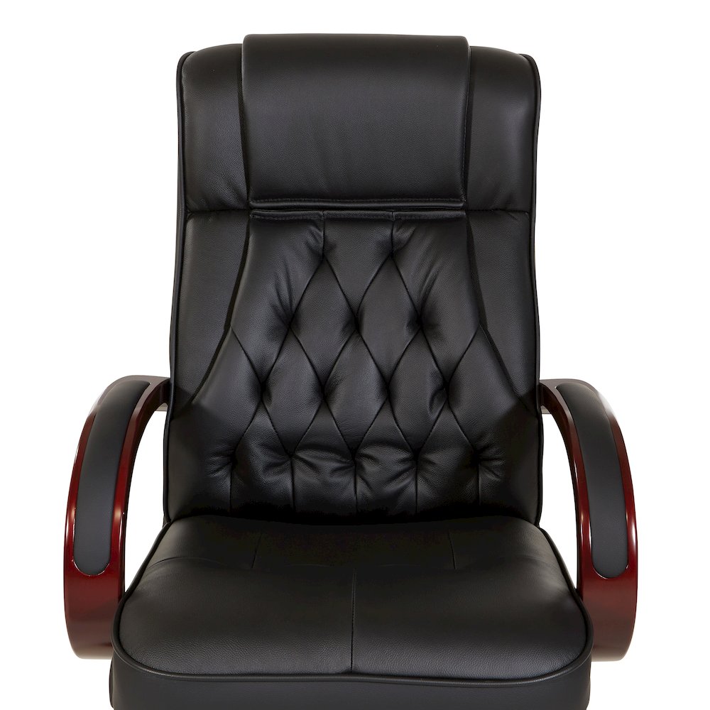 Leather Executive Chair with Royal Cherry Base and Dual Wheel Carpet Casters