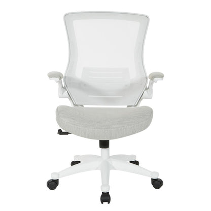White Screen Back Manager's Chair in Linen Stone Fabric, EM60926WH-F22