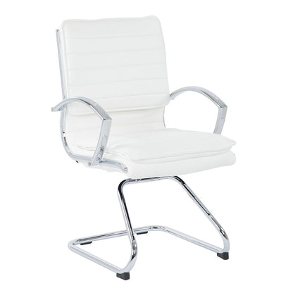 Guest Faux Leather Chair with Chrome Base and Includes Removable Arm Sleeves