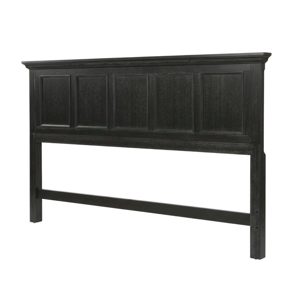 Rustic Black King Bed Headboard, Mahogany, Steel Frame for Farmhouse Décor