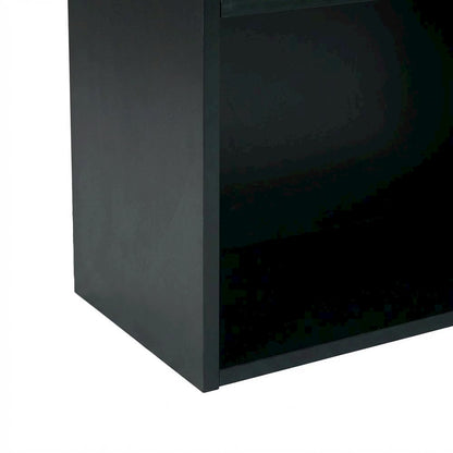 Black 2-Shelf Bookcase with Metal Frame and Laminate Shelves