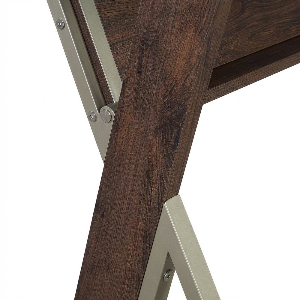 Stylish Cherry Office Desk With Glass And Iron Details For Workspaces