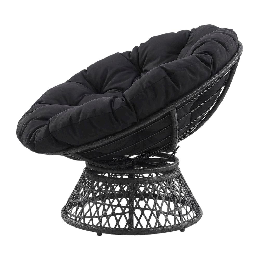 Durable Black Papasan Chair For Outdoor Lounge Comfort