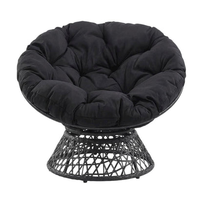 Durable Black Papasan Chair For Outdoor Lounge Comfort