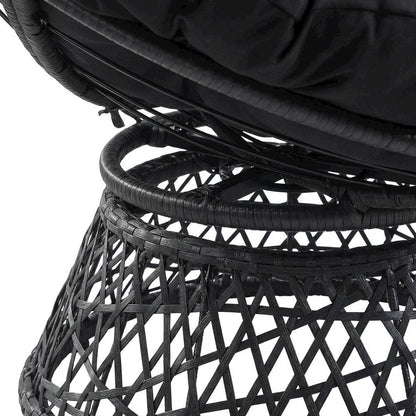 Durable Black Papasan Chair For Outdoor Lounge Comfort